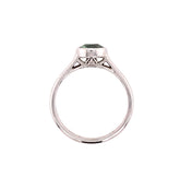 14k White Gold Green/Gray Sapphire & Surprise Diamonds Engagement Ring